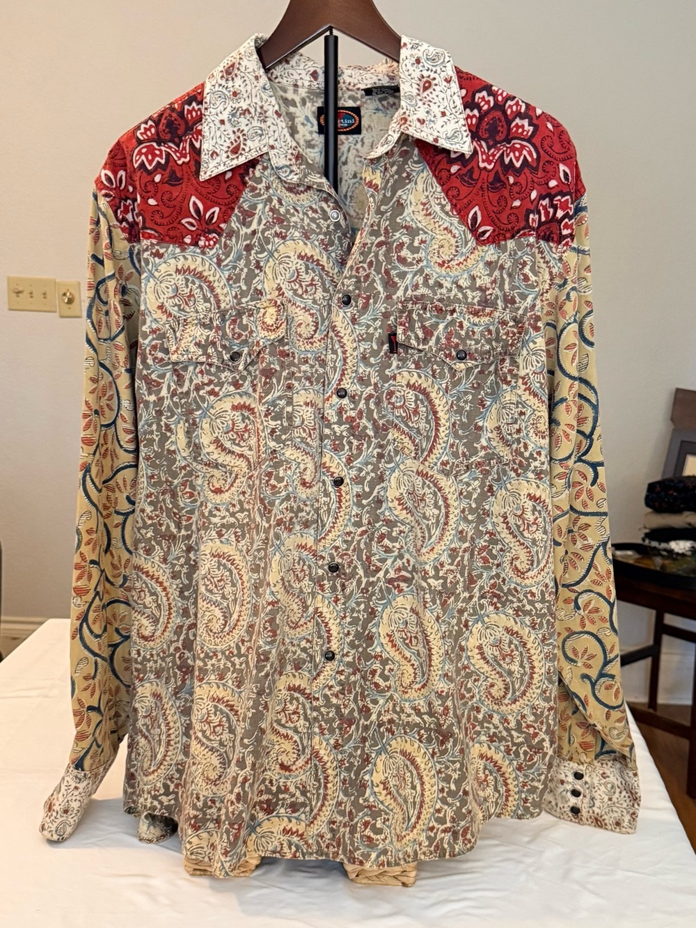 VTG Men’s Martini Ranch Multicolor Paisley Pear Snap Paisley Shirt (MM18)